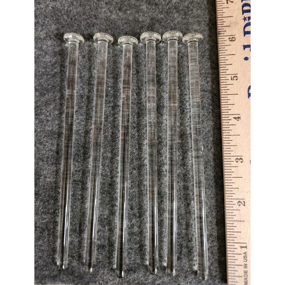 Six Vintage Clear Stirrers Swizzles Barware